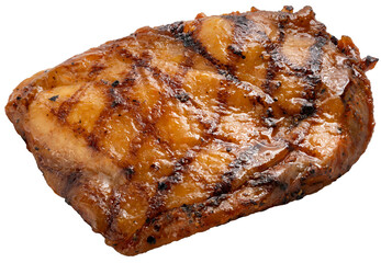 Grilled Chicken Steak isolated on white background, Chicken Steak on white With work path PNG File.