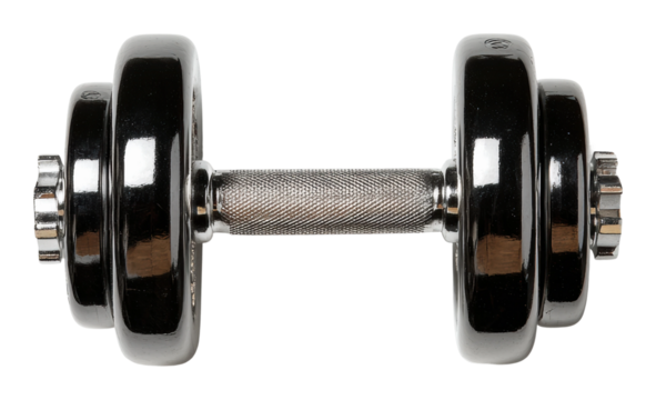 Strength training session home gym dumbbell workout focus isolated on transparent background