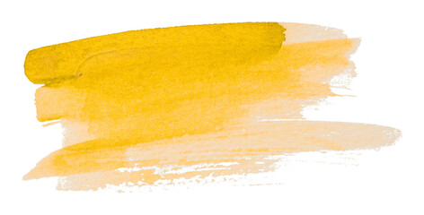 yellow watercolor background. Artistic hand paint. Isolated on transparent background.