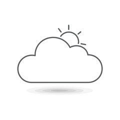 Minimalistic outline of a cloud with the sun partially visible, conveying weather concepts and