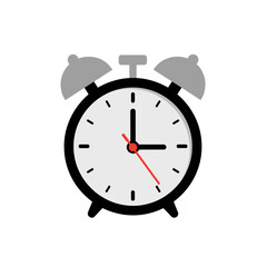 Classic timekeeping illustration with minimalist style featuring a clear dial and alarm bells