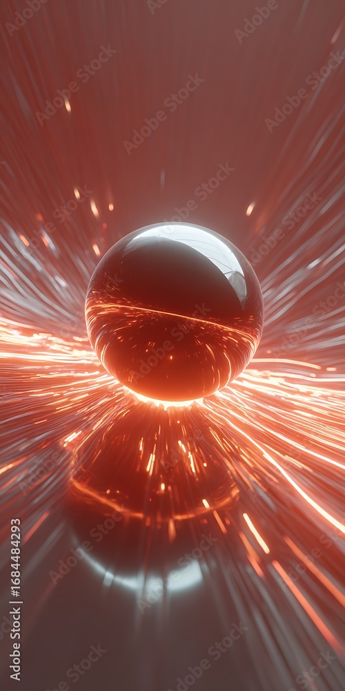 Poster A mesmerizing sphere of light and reflection, creating an abstract and shiny background with a touch of glass and crystal glow