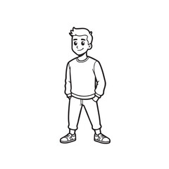 Handsome Man Black and White Illustration Vector Image Male Portrait Fashion Sketch Line Art Design	