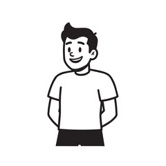 Handsome Man Black and White Illustration Vector Image Male Portrait Fashion Sketch Line Art Design	