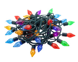 Colorful festive string lights arrangement for holiday decorations and seasonal celebration