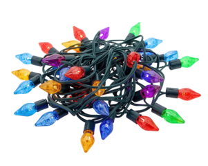 Colorful festive string lights arrangement for holiday decorations and seasonal celebration