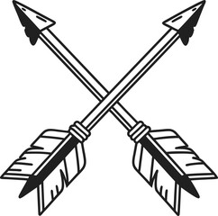 Crossed arrows with one arrow dashed contrast outline.