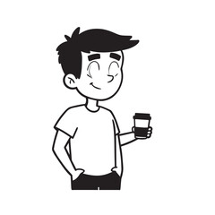 Handsome Man Black and White Illustration Vector Image Male Portrait Fashion Sketch Line Art Design	