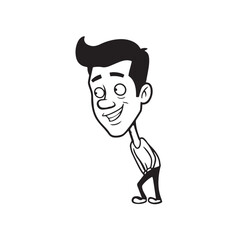 Handsome Man Black and White Illustration Vector Image Male Portrait Fashion Sketch Line Art Design