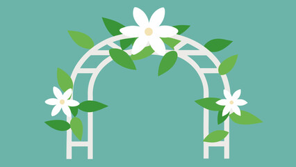 White Jasmine Trellis Nature Vector Art Illustrating Fragrant Climbing Plant