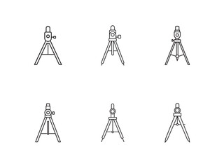 Set of Geometry Compass Line Icons for Precision Measurement and Technical Drawing Tasks a Versatile Graphic Asset