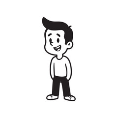 Handsome Man Black and White Illustration Vector Image Male Portrait Fashion Sketch Line Art Design