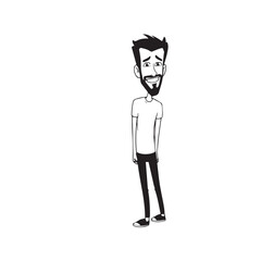 Handsome Man Black and White Illustration Vector Image Male Portrait Fashion Sketch Line Art Design