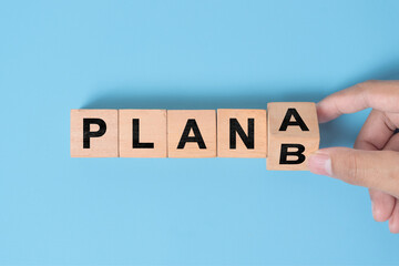 Change the wooden cube block word from Plan A to Plan B