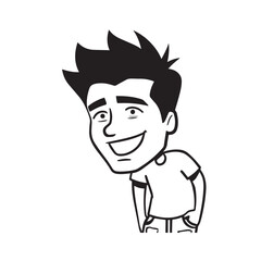 Handsome Man Black and White Illustration Vector Image Male Portrait Fashion Sketch Line Art Design