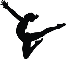 Fototapeta premium Graceful dancer leaping with arms outstretched silhouette