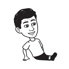 Handsome Man Black and White Illustration Vector Image Male Portrait Fashion Sketch Line Art Design