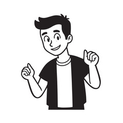 Handsome Man Black and White Illustration Vector Image Male Portrait Fashion Sketch Line Art Design