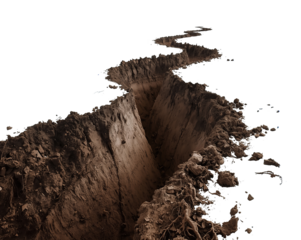 Dramatic earth crack highlighting geological instability and environmental change representation