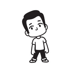 Handsome Man Black and White Illustration Vector Image Male Portrait Fashion Sketch Line Art Design