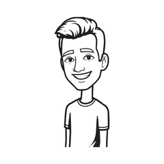 Handsome Man Black and White Illustration Vector Image Male Portrait Fashion Sketch Line Art Design