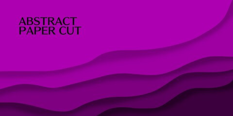 Layered Paper Cut shapes 3D abstract background. Blue water waves banner. Colorful papercut layout for presentation, article and header. Layered curves origami art. Place for text. Vector illustration