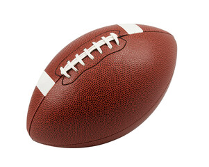 Elevated View of an American Football with Textured Surface and White Laces, Isolated