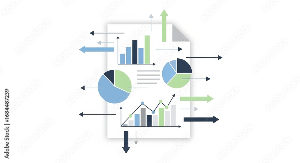 Poster data analysis illustrated: a conceptual image featuring analytical charts and graphs, highlighting d