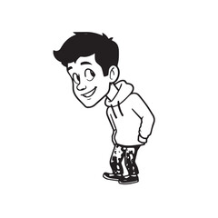 Handsome Man Black and White Illustration Vector Image Male Portrait Fashion Sketch Line Art Design