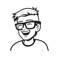 Handsome Man Black and White Illustration Vector Image Male Portrait Fashion Sketch Line Art Design