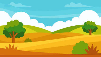 Wide Prairie Landscape Vector Nature Illustration Expansive Grasslands
