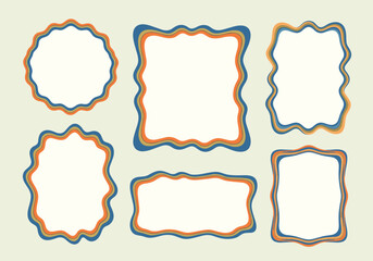Collection of decorative borders with wavy edges in earthy tones for creative projects