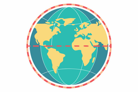 Stylized Globe with Continents and Equator Line on White Background world earth