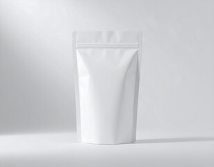 Blank white pouch on a plain background