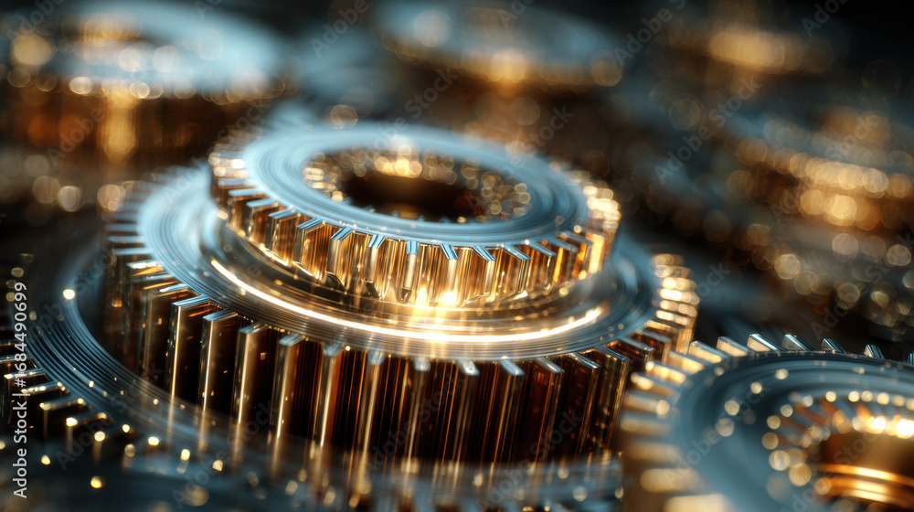Aufkleber gears in mechanical system create sense of precision and engineering excellence. intricate design an