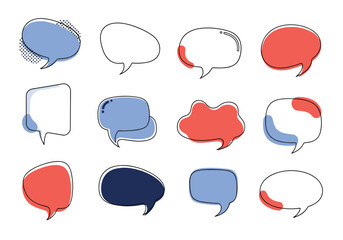 Collection of modern speech bubbles for communication and ideas presentation engaging visual elements