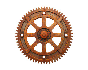 Rusty Gearwheel Isolated, Vintage Industrial Machinery Component with Detailed Textures
