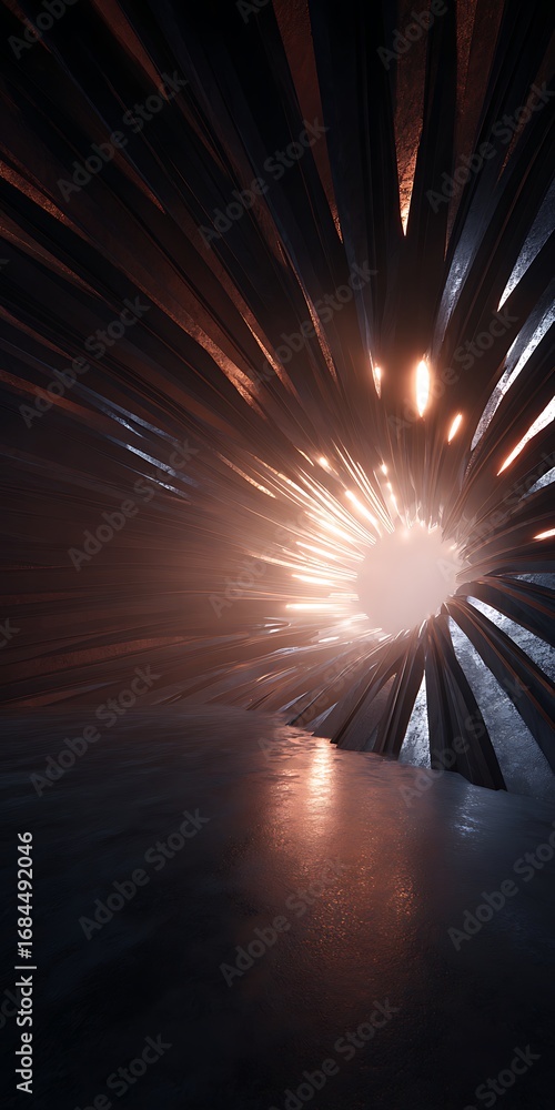 Poster a mesmerizing view into a radiant tunnel of light, with converging lines creating a sense of depth a
