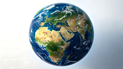 Hyper-Realistic 8K 3D Render of Earth with Detailed Continents, Oceans, Cloud Cover, Vibrant Colors, Ocean Reflections and Cinematic Lighting 
