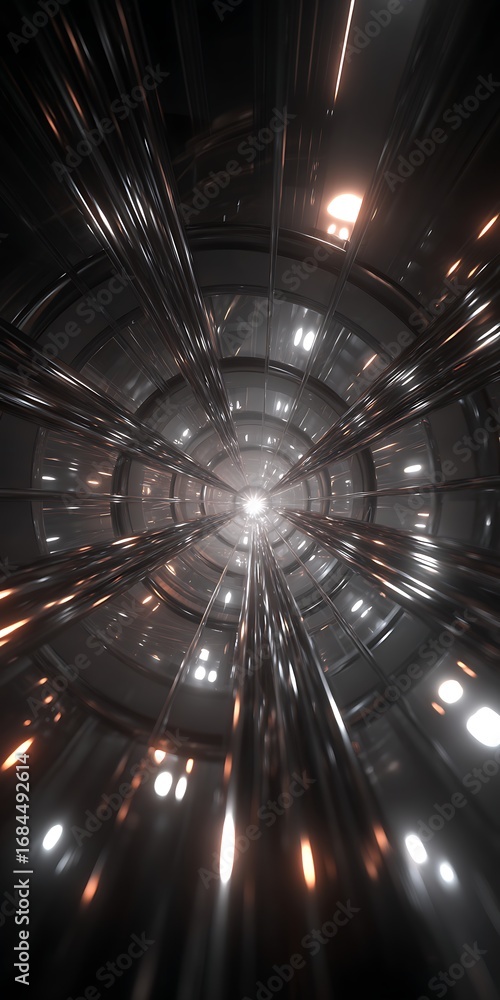 Poster abstract futuristic tunnel with glowing lights, creating a sense of depth and movement, perfect for 