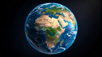Realistic 8K Render of Earth with Glowing Blue, Green, and Brown Colors, Photorealistic Clouds and Water, Stunning Cinematic Lighting 
