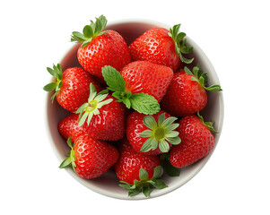 Vibrant and fresh, close up view of succulent strawberries and aromatic mint in white bowl