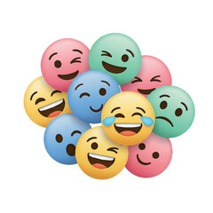 Collection of colorful emoji faces expressing various emotions.