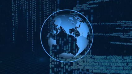 Animation of globe with statistics and financial data processing - Powered by Adobe