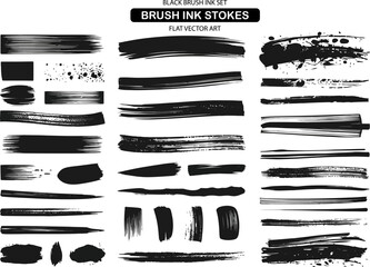 Ink brush texture variety pack, varied stroke widths, paint smears, speckled splashes, bold marks and soft strokes, creative background assets