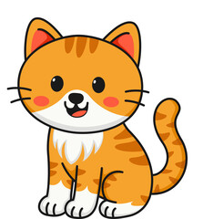 Cartoon Illustration of an Orange Tabby Cat