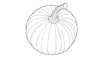Minimalist Vector SVG Illustration of Pumpkin with Organic Shape in Flat Design Style with Natural Orange and Green Colors