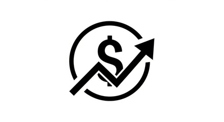 Dollar sign with upward arrow representing financial growth investment success and market performance indicator
