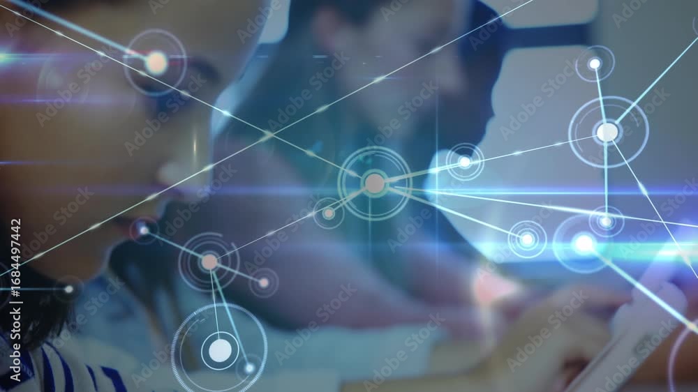 Poster animation of network of connections over diverse group of pupils using technology
