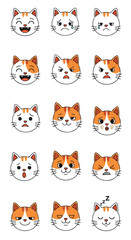 Obraz premium Cute cat faces showing various emotions and expressions.